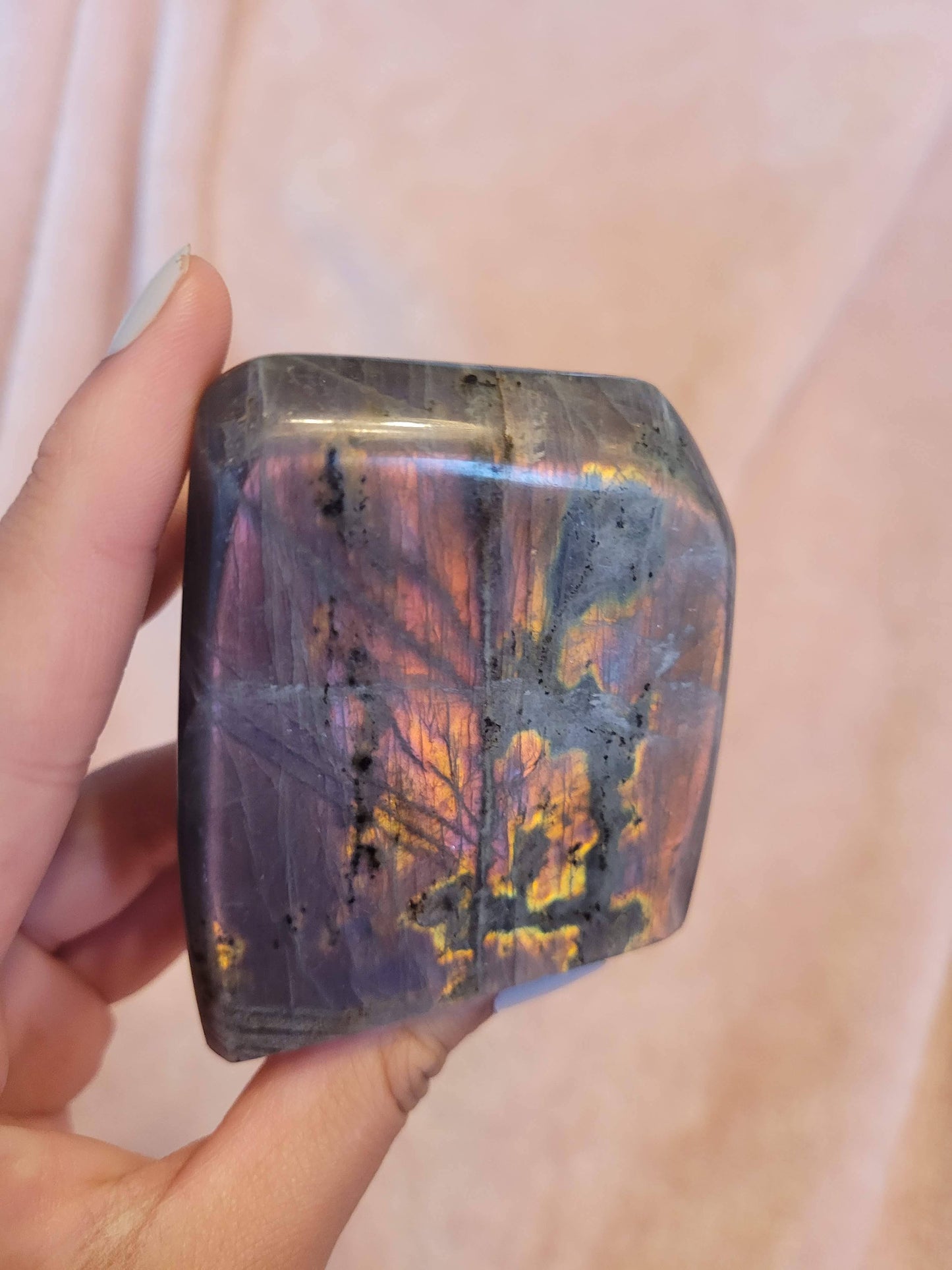 Orange & purple Labradorite freeform