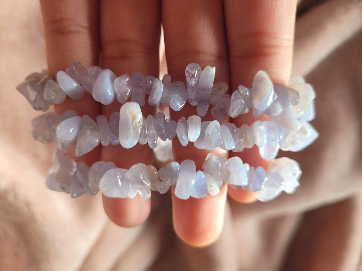 Blue Lace Agate chip bracelet