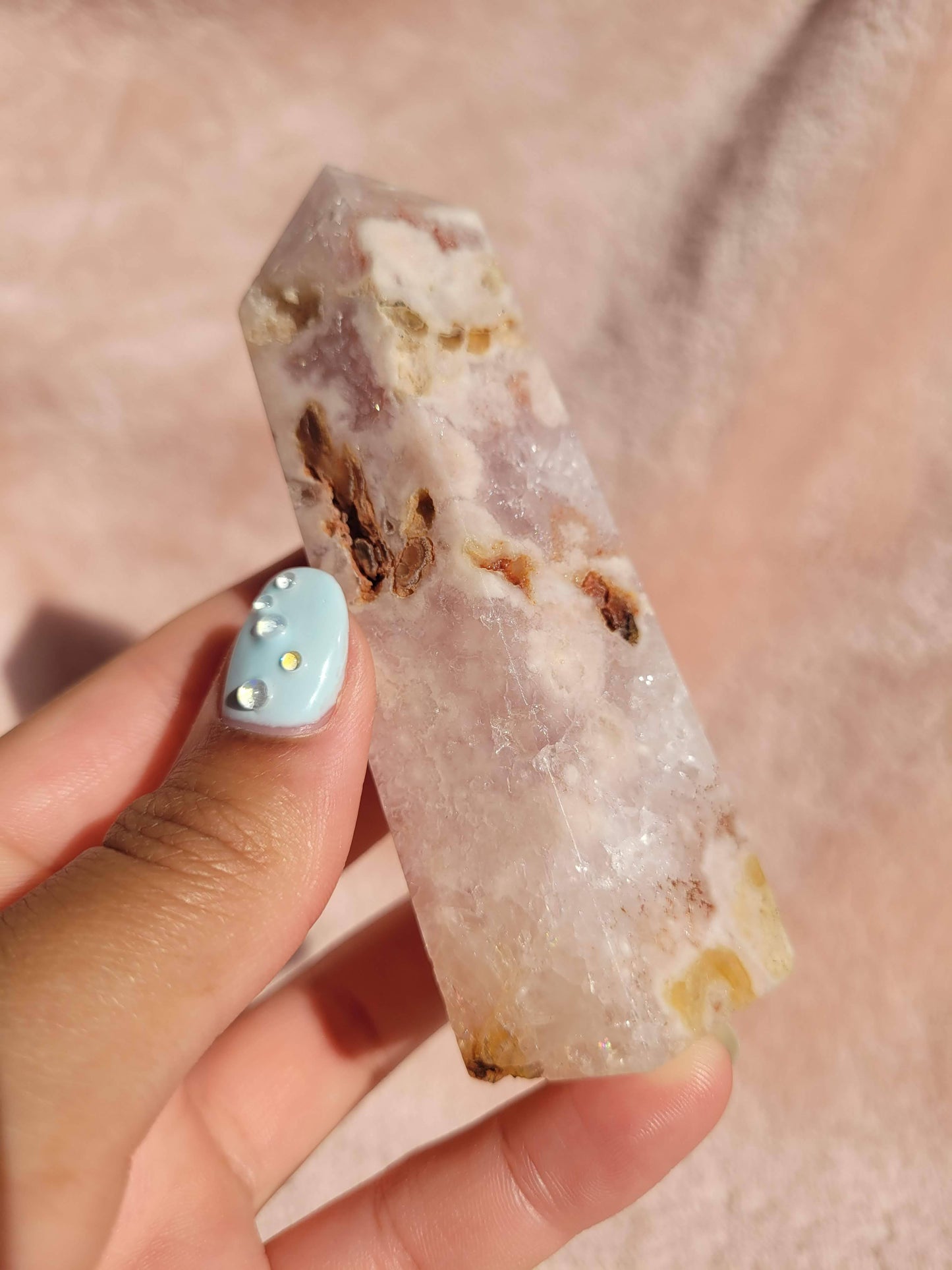 Flower Agate & Pink Amethyst Tower