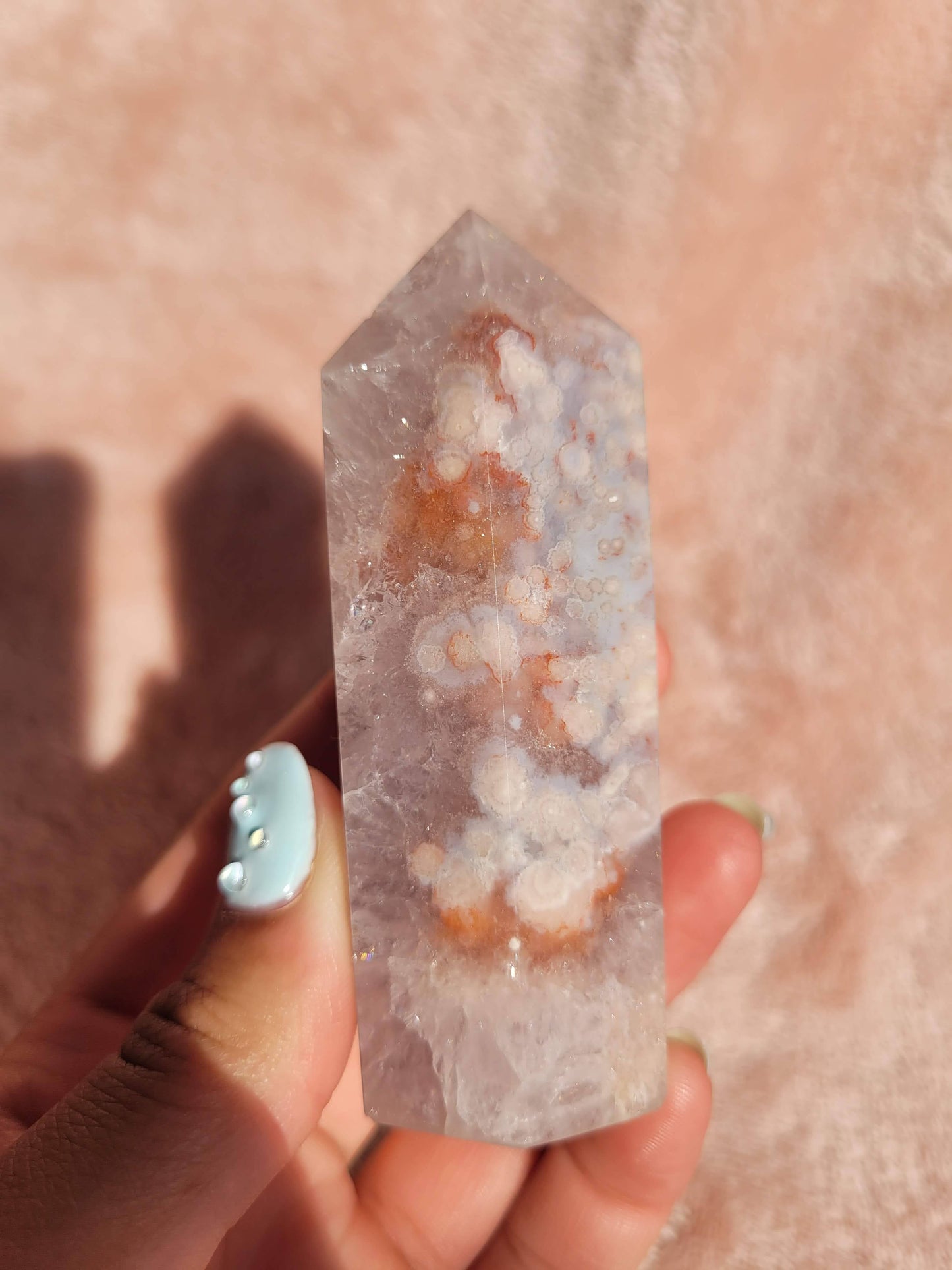 Pink Amethyst & Flower Agate Tower