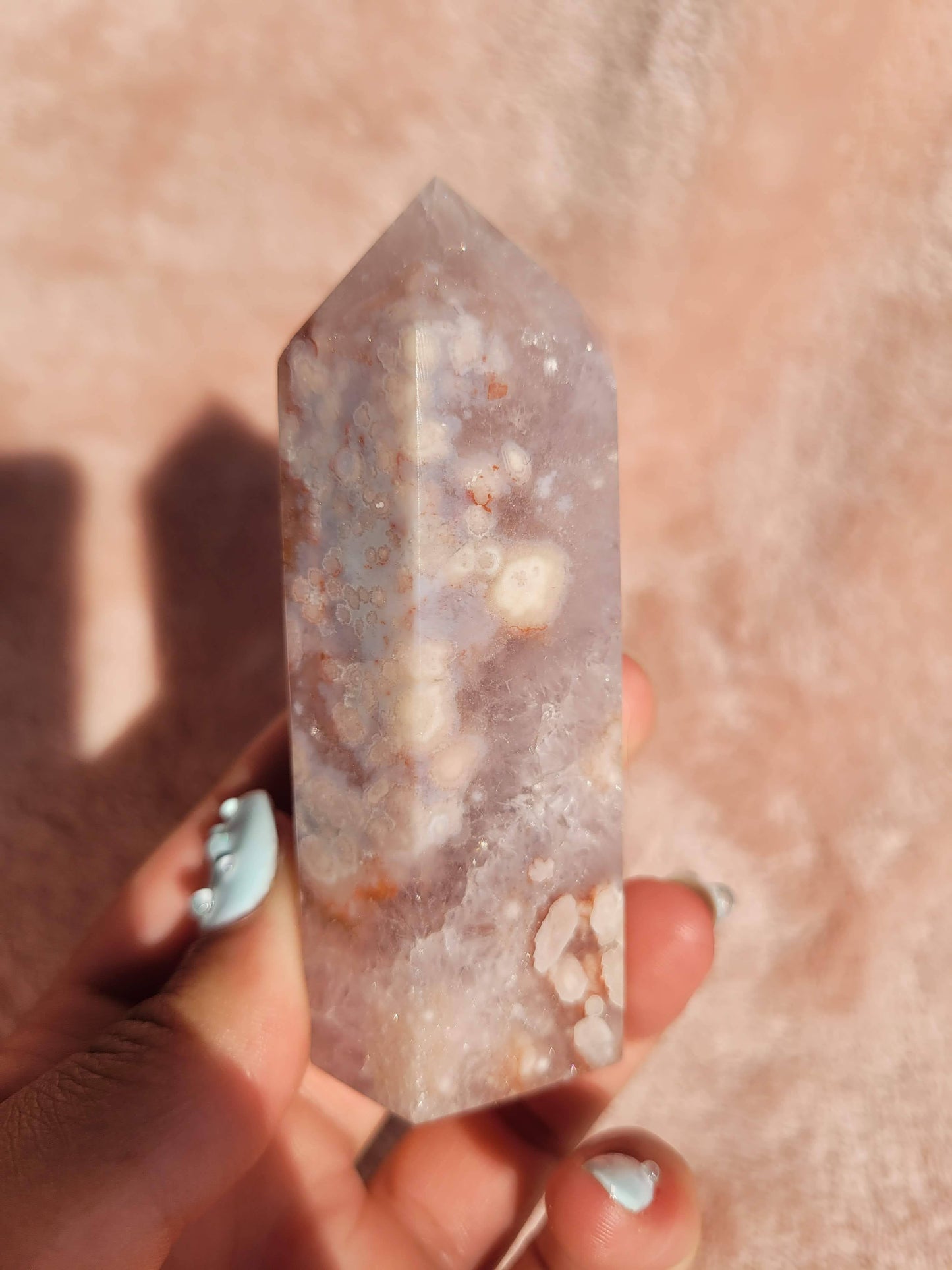 Pink Amethyst & Flower Agate Tower