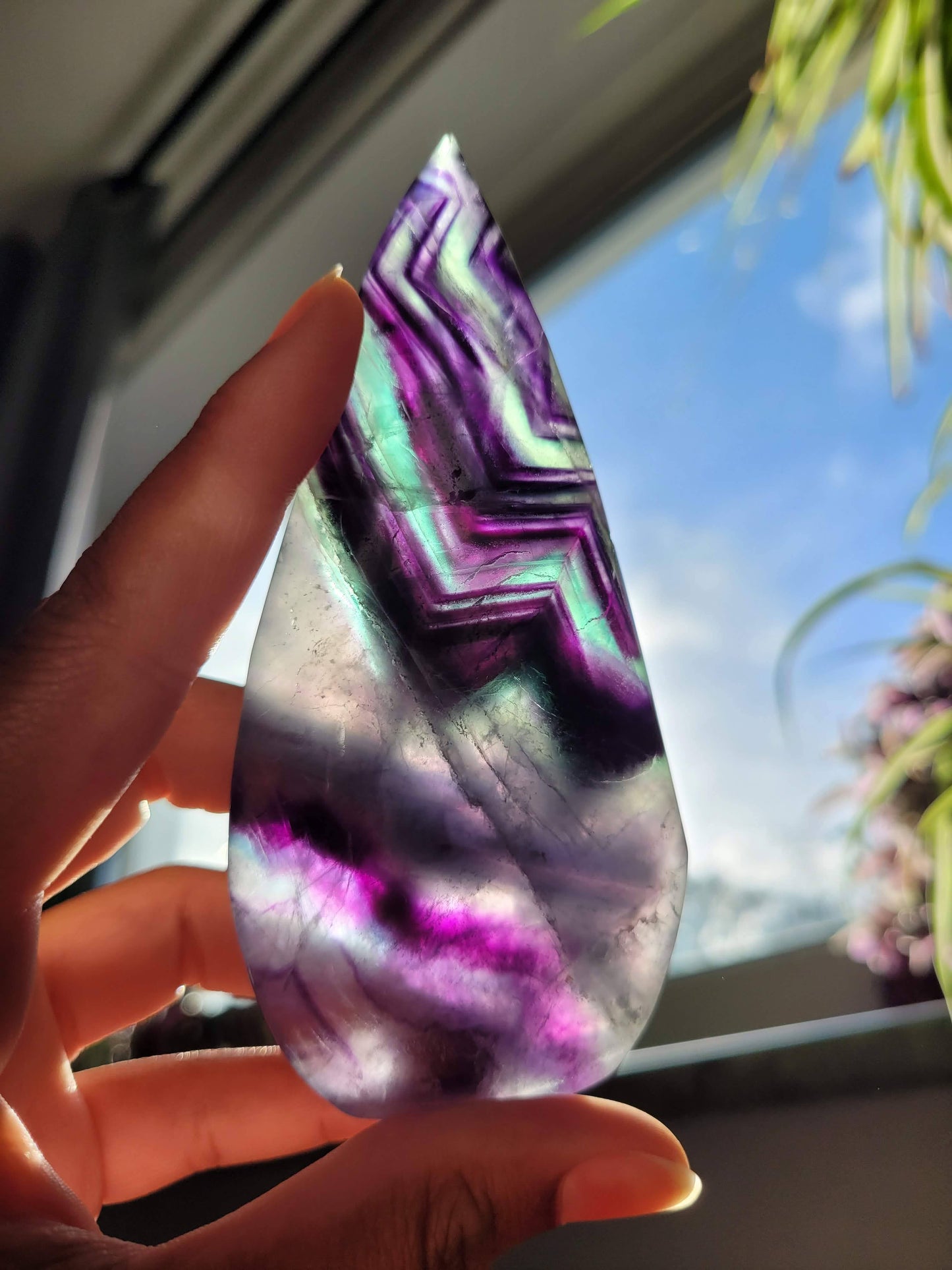 Peacock Fluorite Teardrop