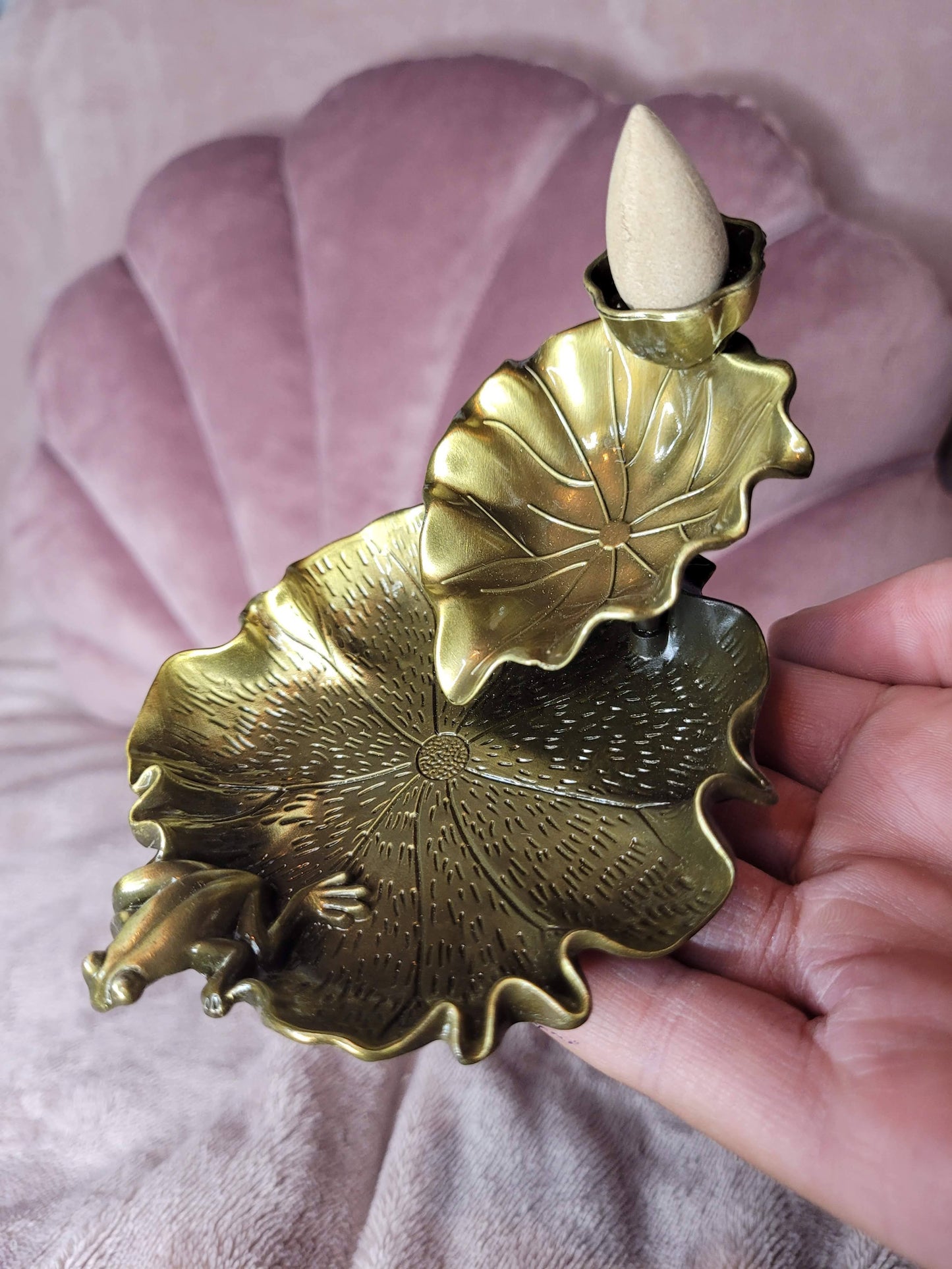 Lilly & frog backburn incence holder