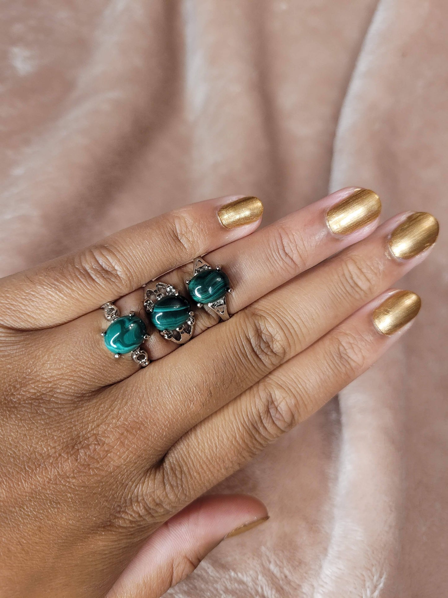 Malachite adjustable ring