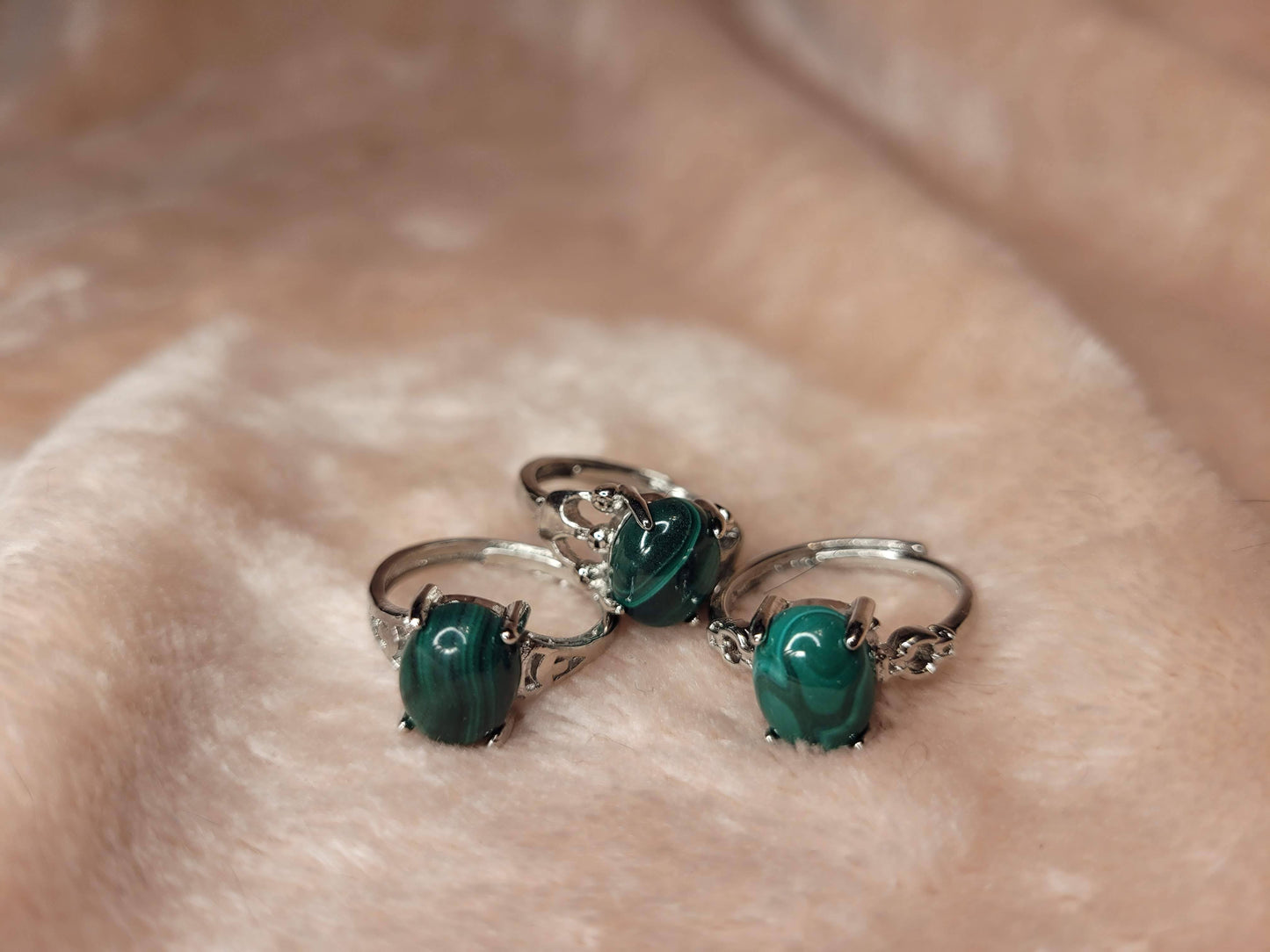 Malachite adjustable ring