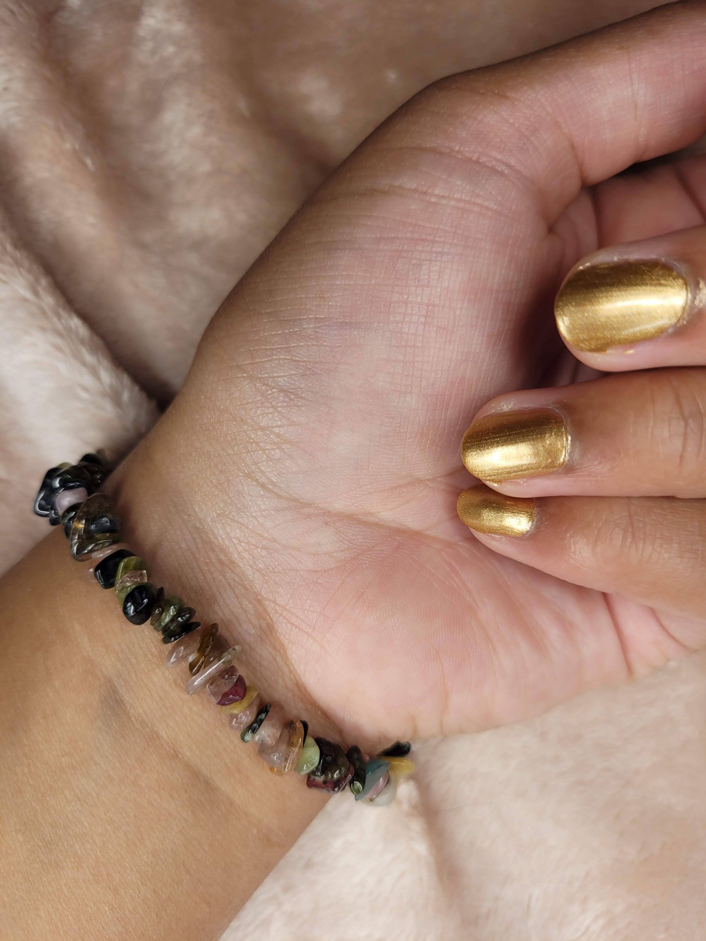 Watermelon Tourmaline chip bracelet