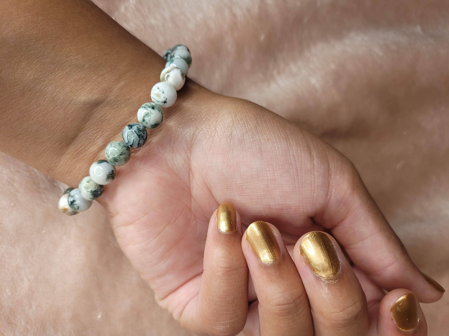 Tree Agate bead bracelet