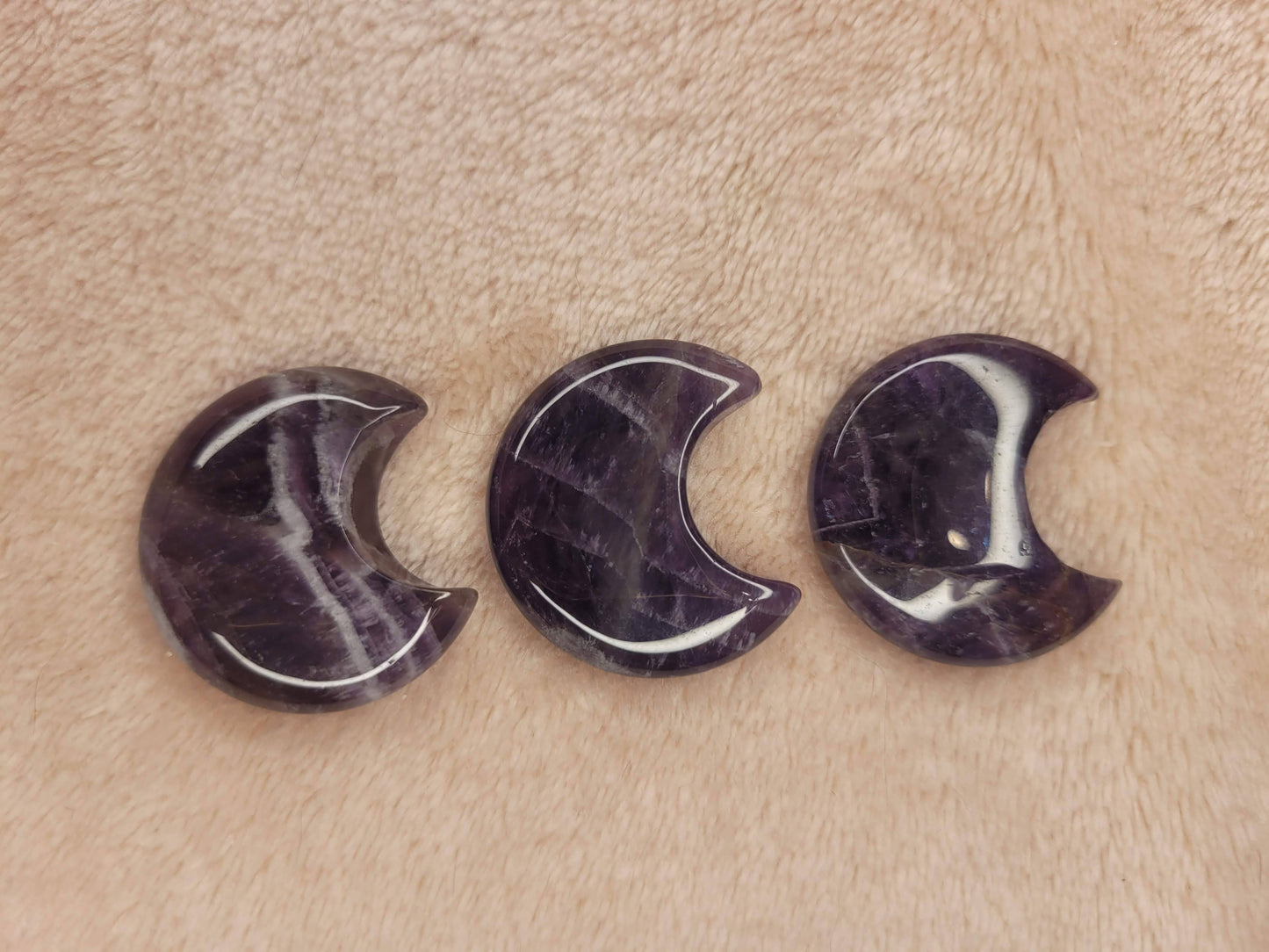 Chevron Amethyst mini crescent moon