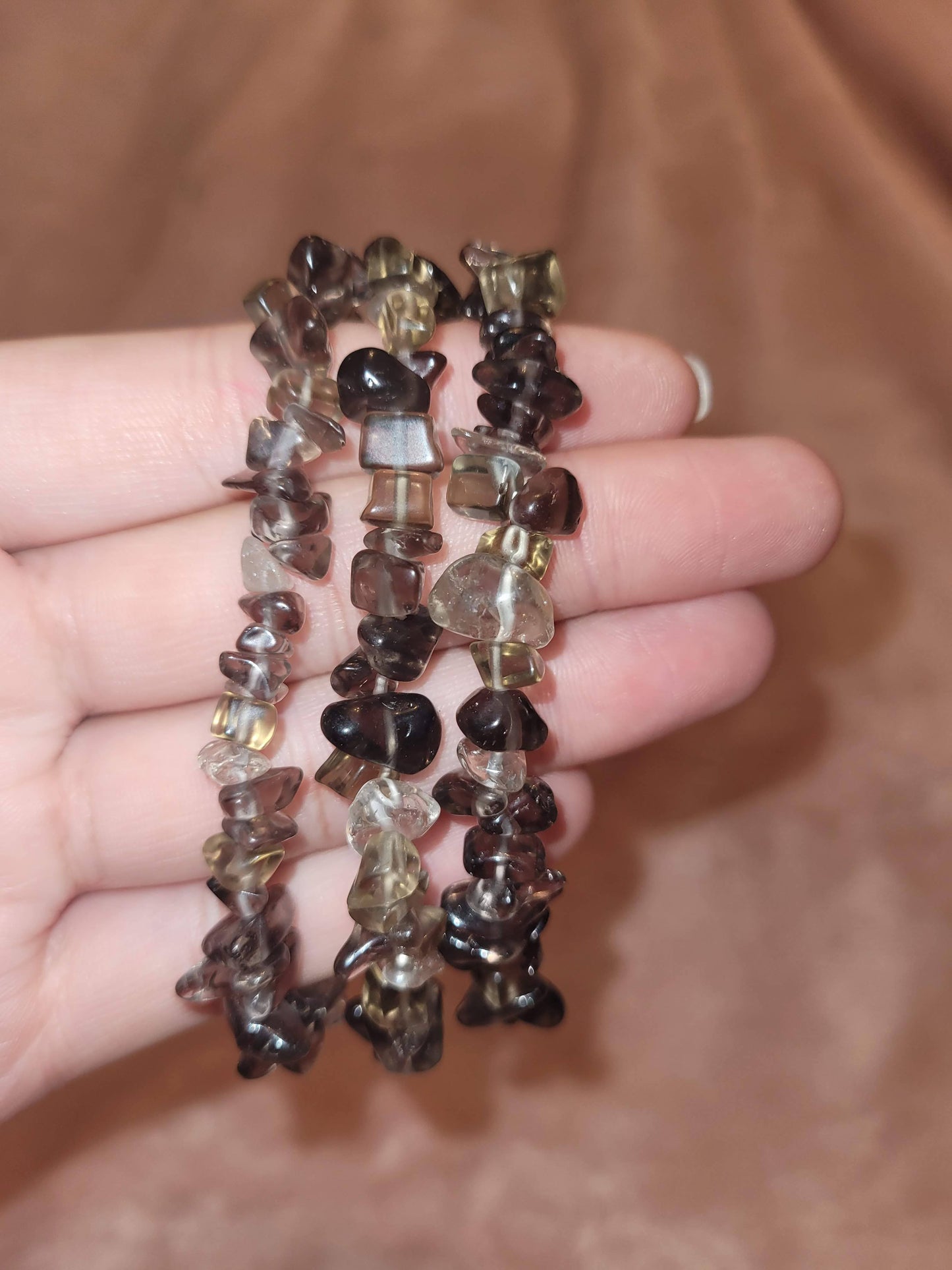 Smokey quartz chip bracelet