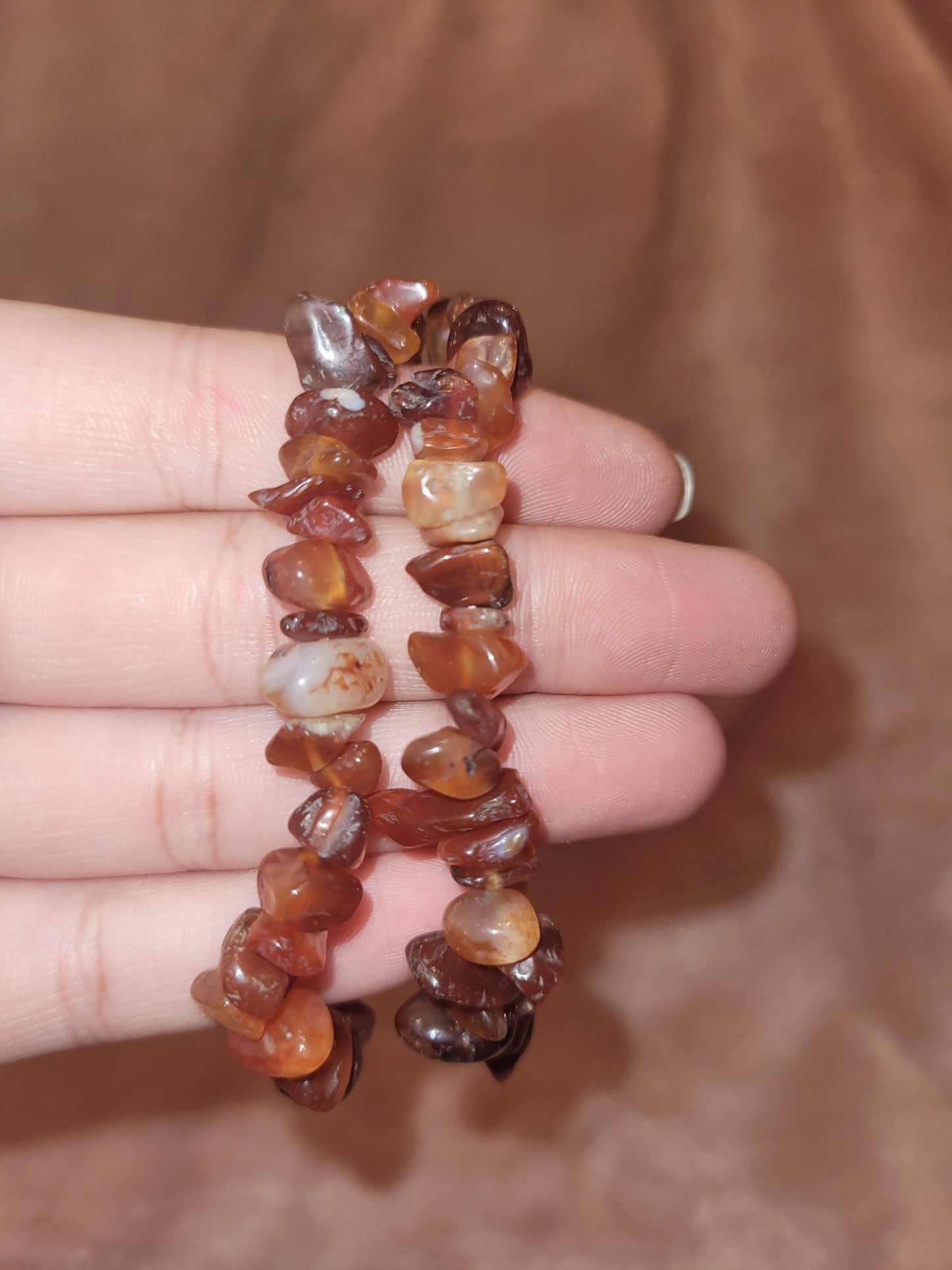 Carnelian chip bracelet