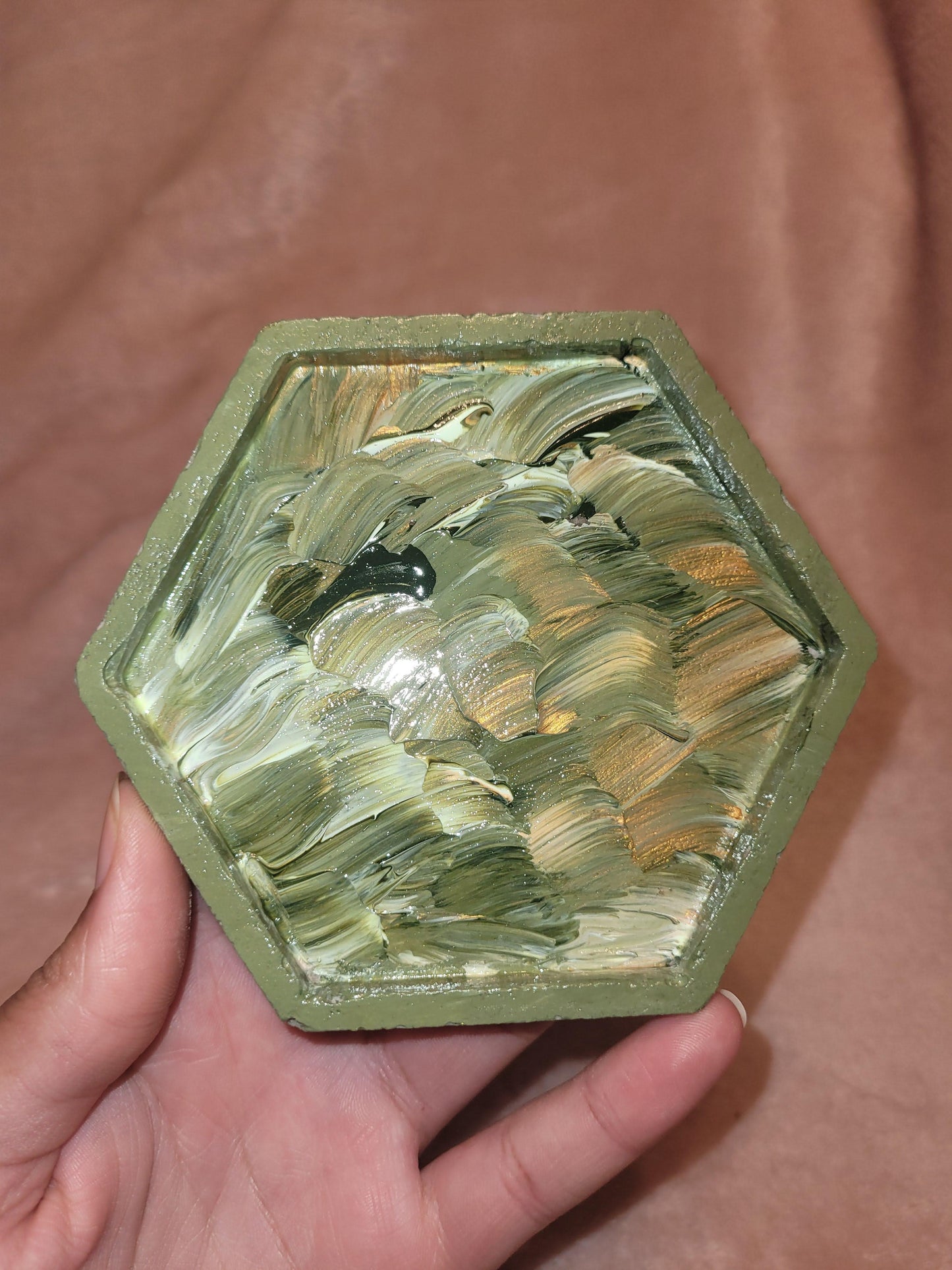Olive green trinket dish