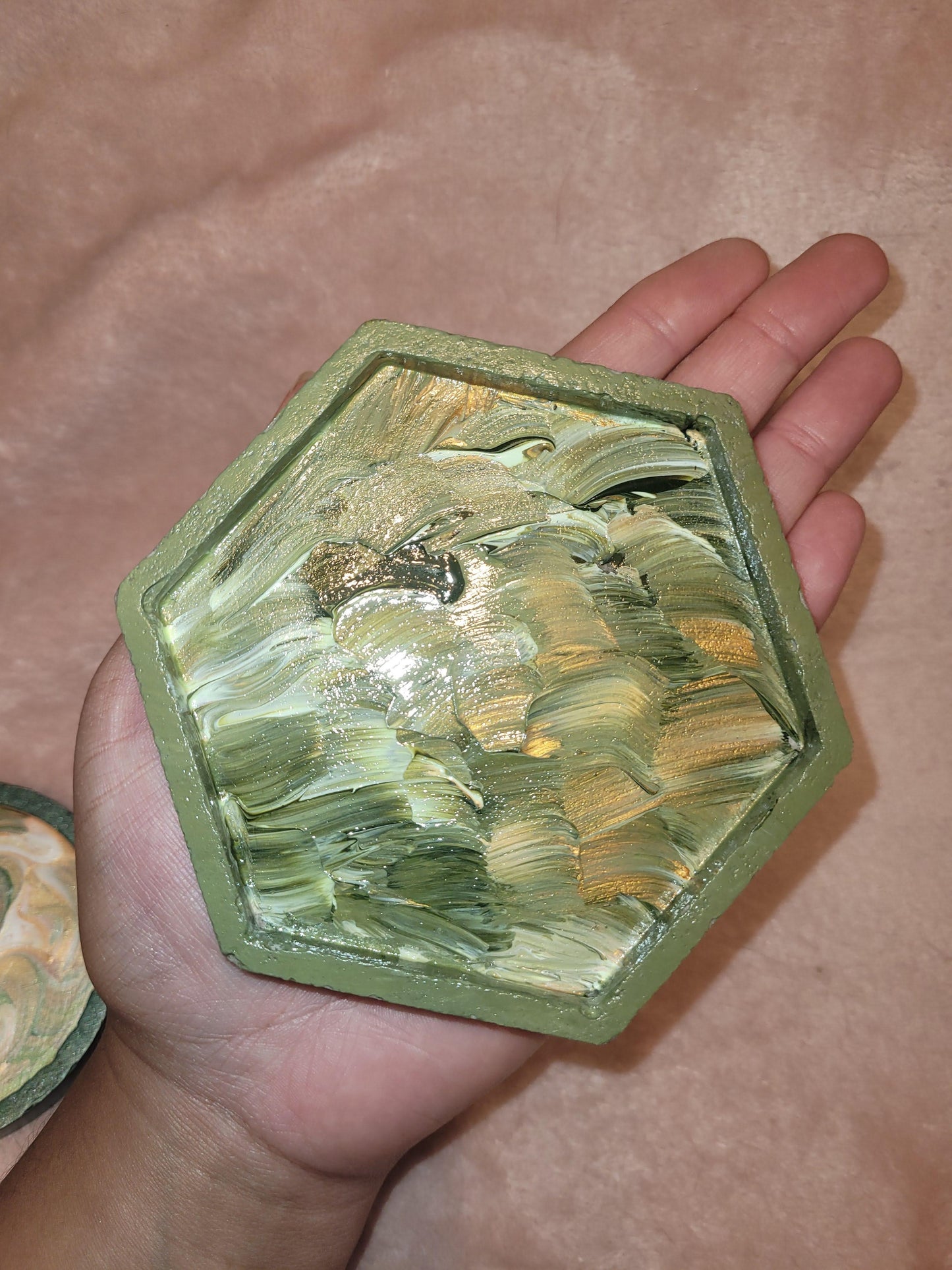 Olive green trinket dish