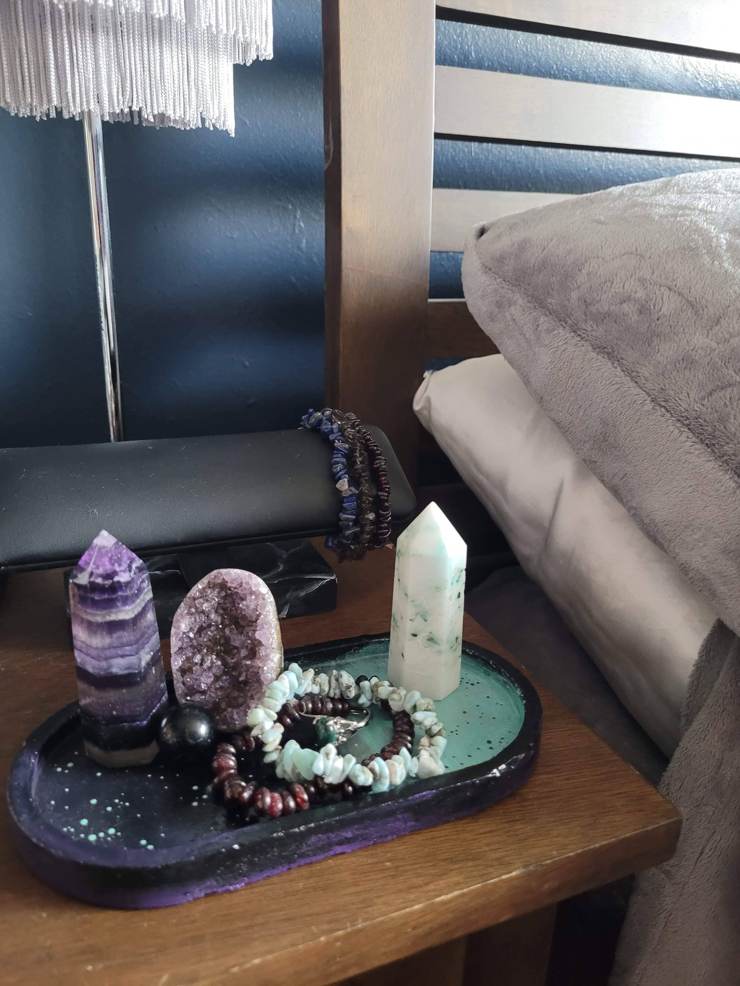 Blue lagoon oval trinket dish