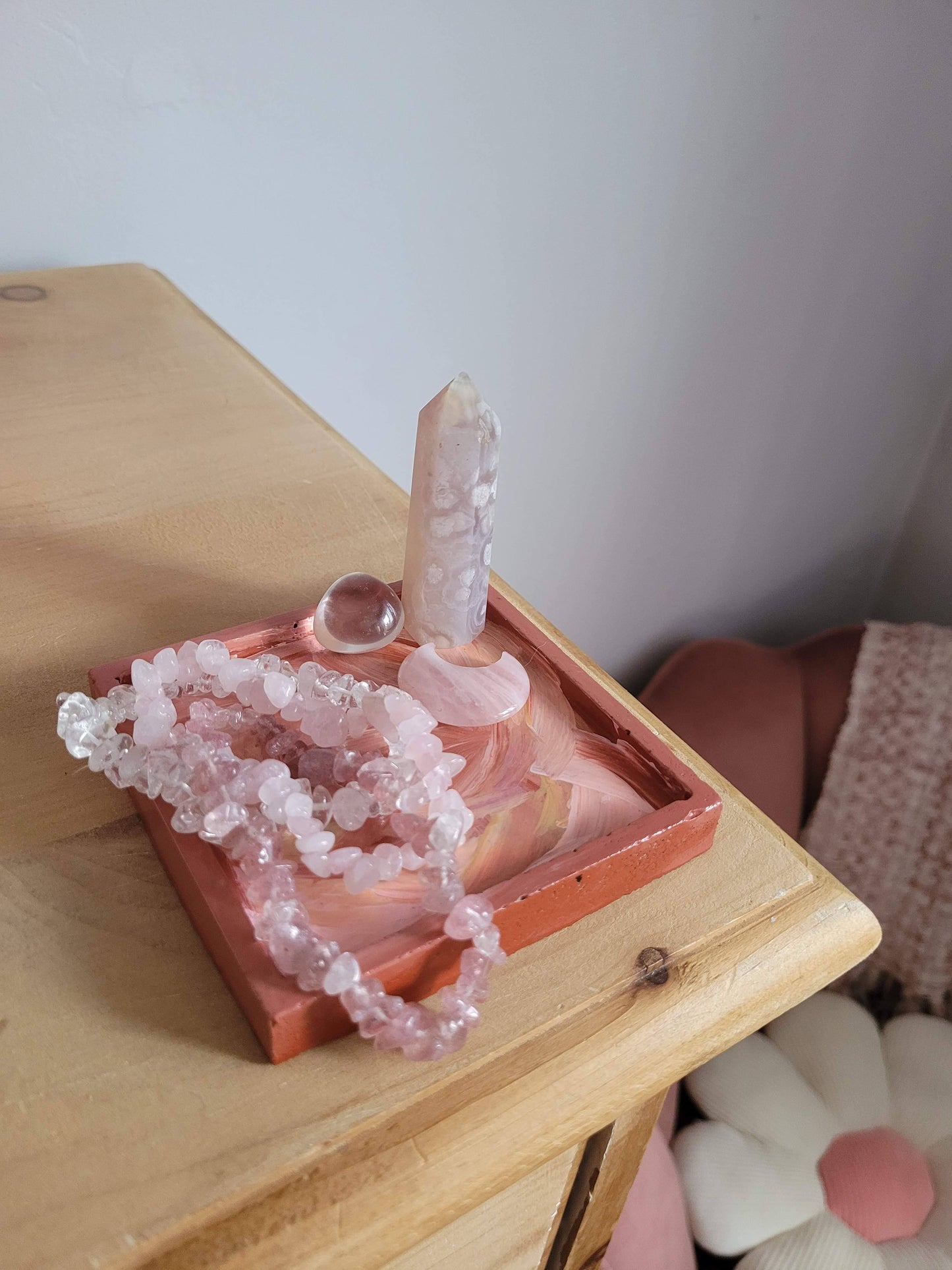 Peach lilly trinket dish