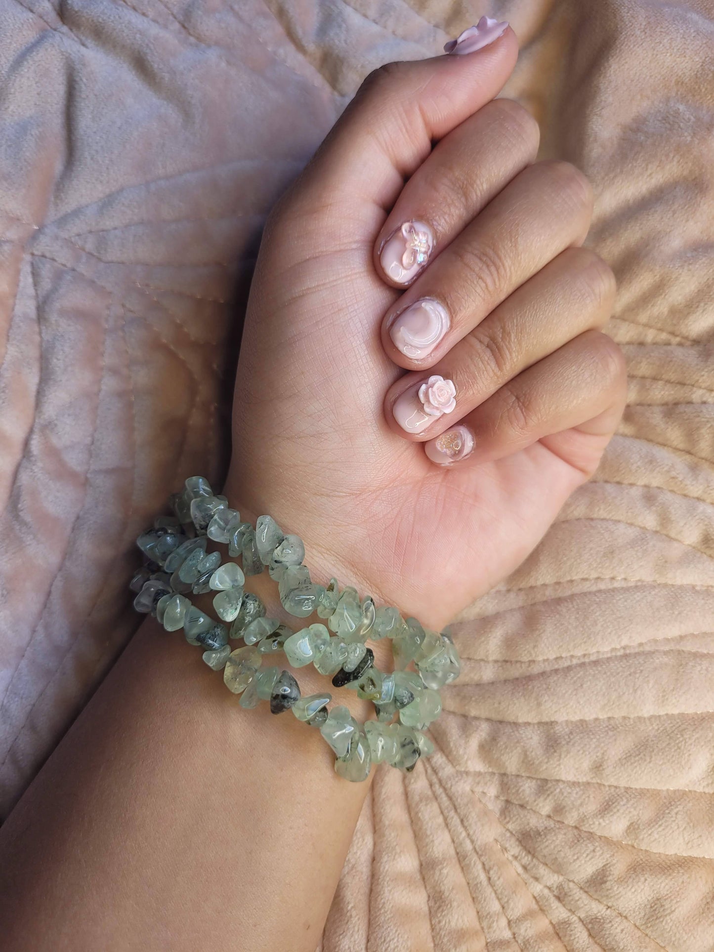 Prehnite chip bracelet