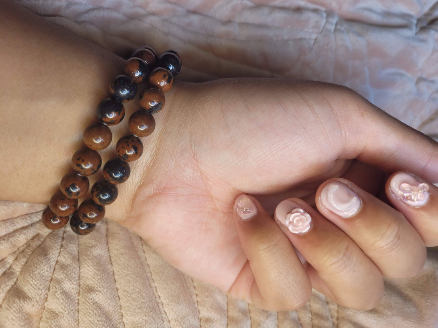 Mahogany Obsidian bead bracelet