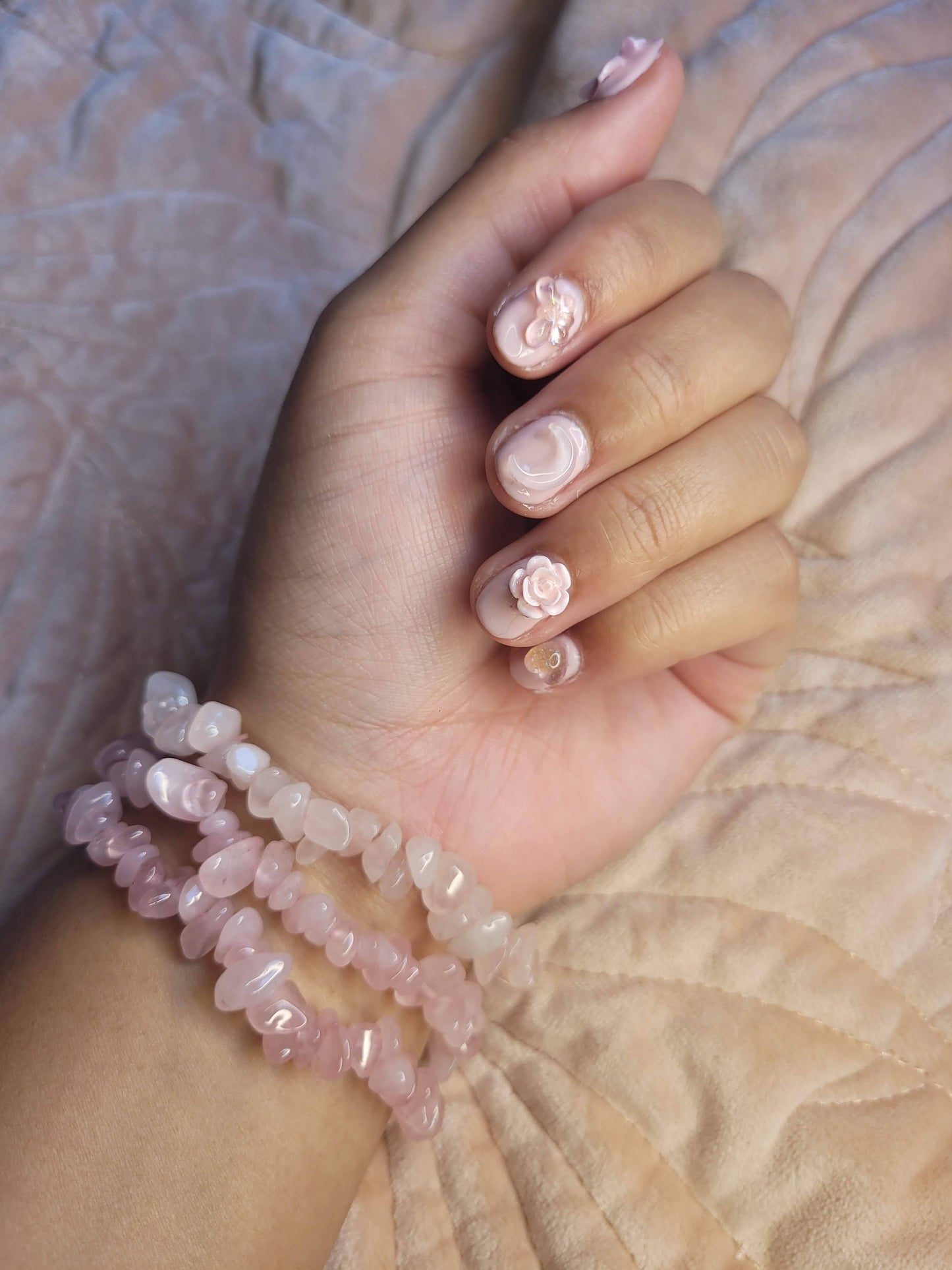 Rose Quartz chip bracelet