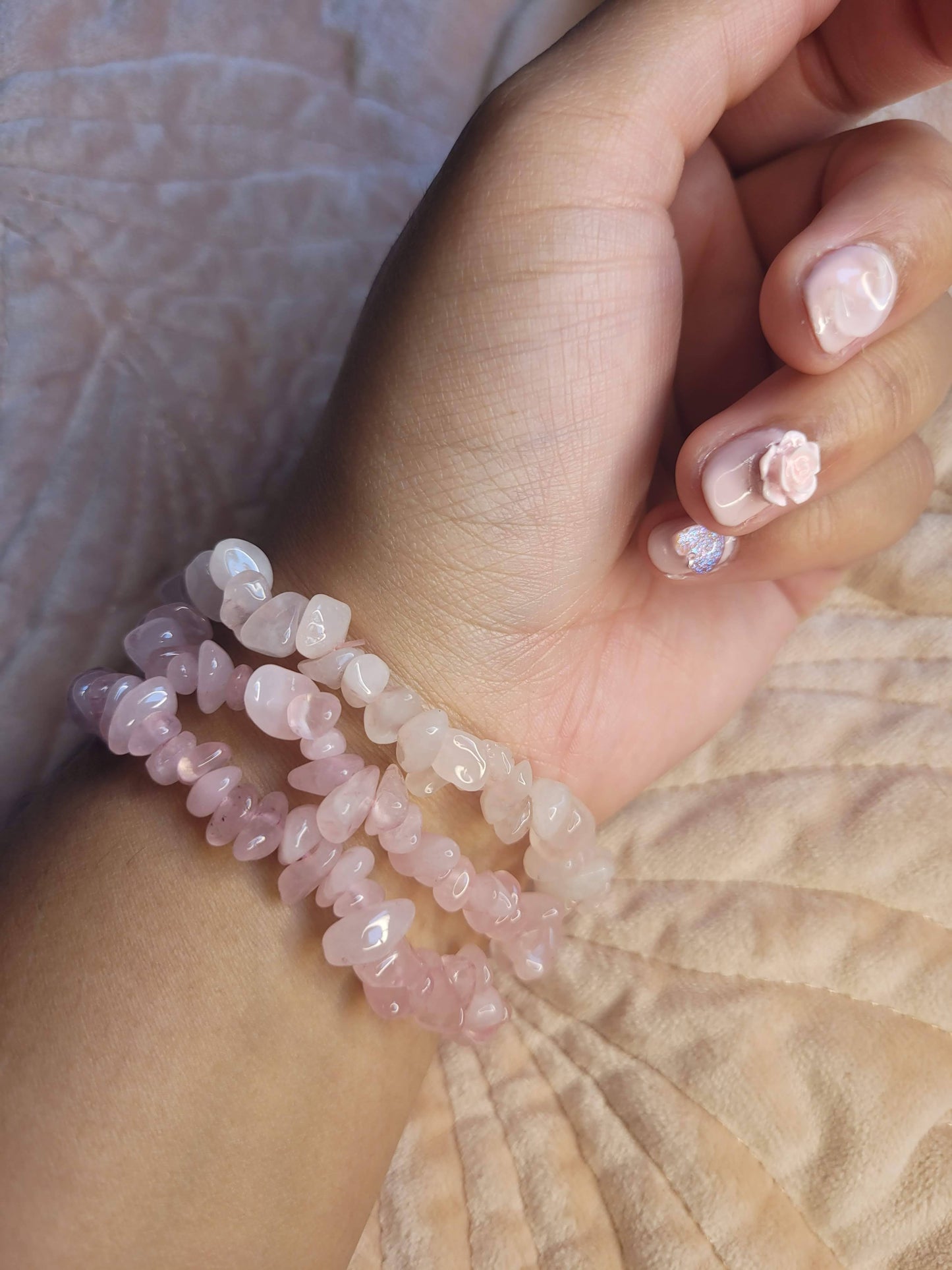 Rose Quartz chip bracelet