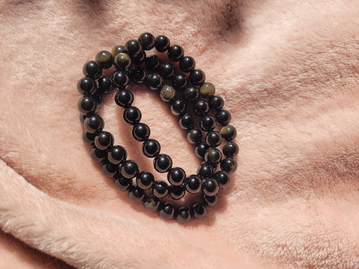 Gold sheen Obsidian bead bracelet