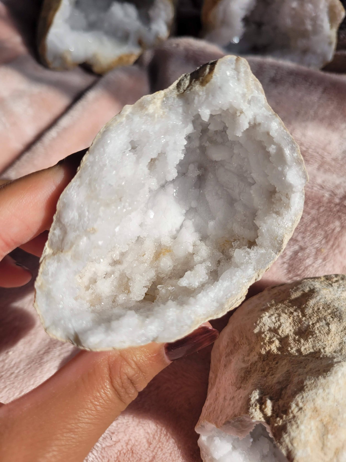 Snowy Clear Quartz Geode