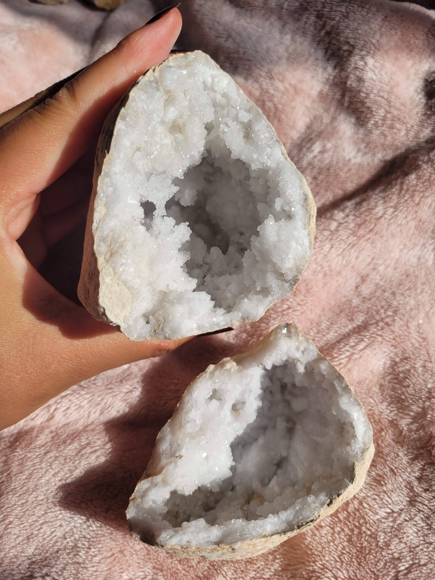 Snowy Clear Quartz Geode