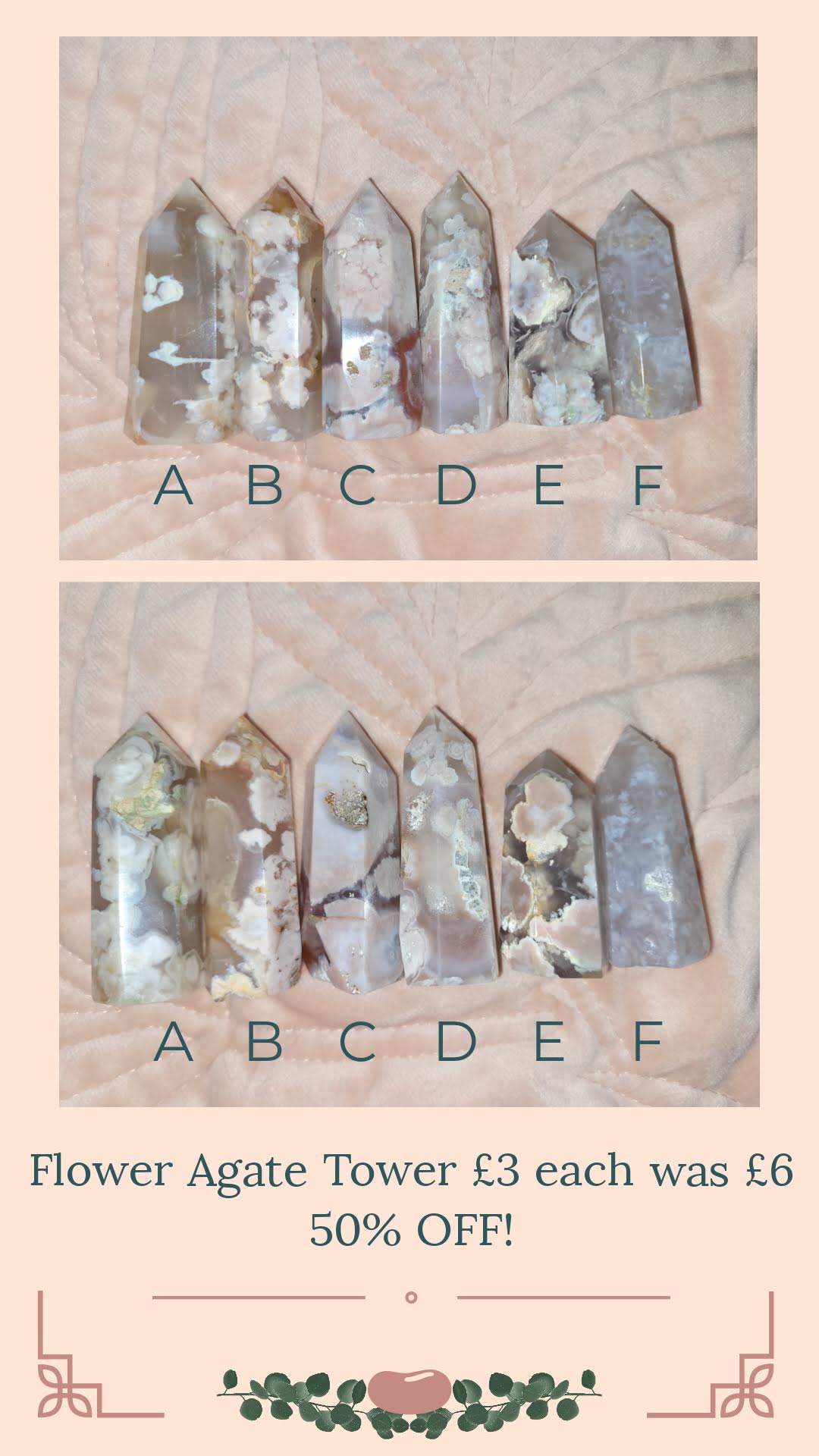 Flower Agate mini towers