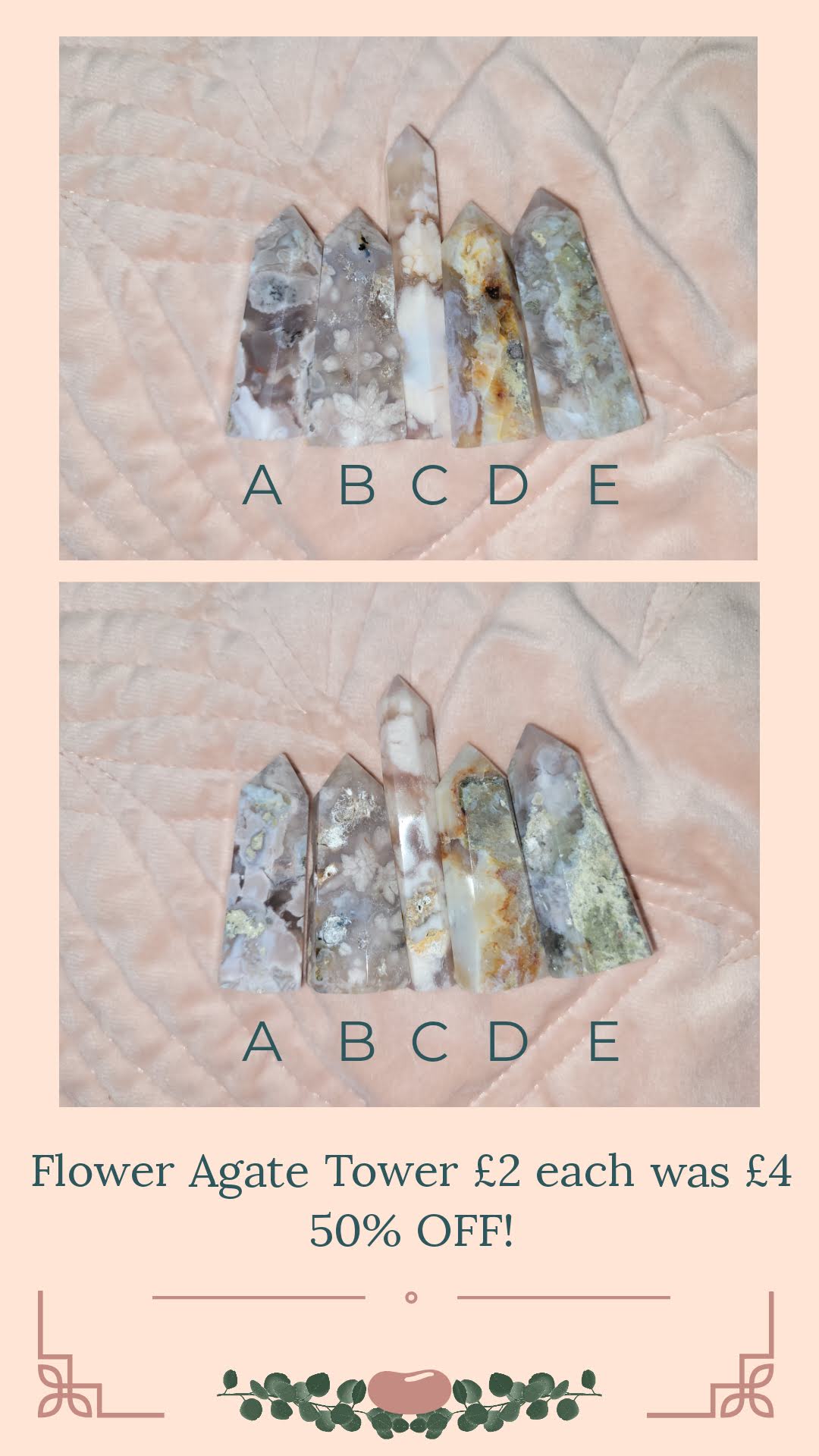 Flower Agate mini towers