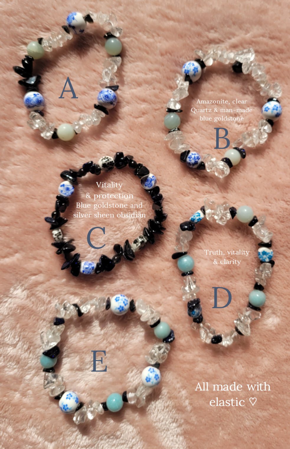 Blue china: Moonlit Bracelets ~ Vitality, Truth, Clarity & Protection