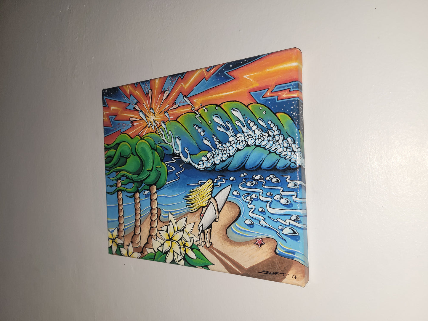 Surfer girl original artwork - Mathew Swift