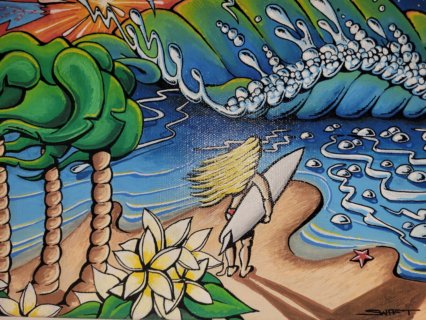 Surfer girl original artwork - Mathew Swift