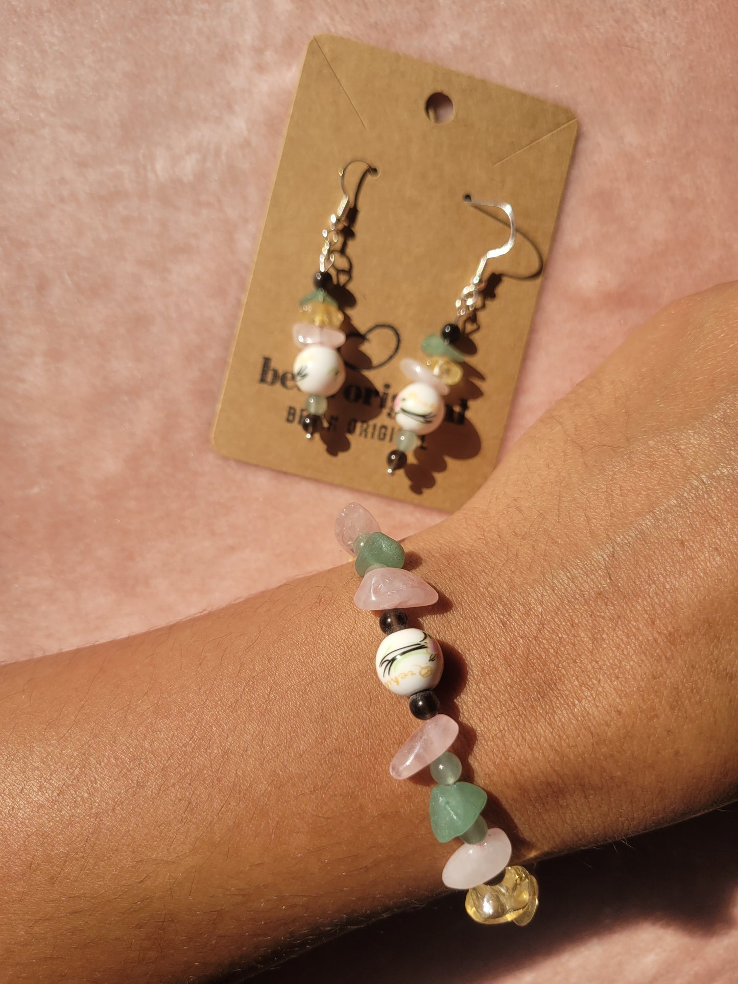 Motley Bloom: Earrings & Bracelet Set ~ Happiness, Prosperity, Love & Protection