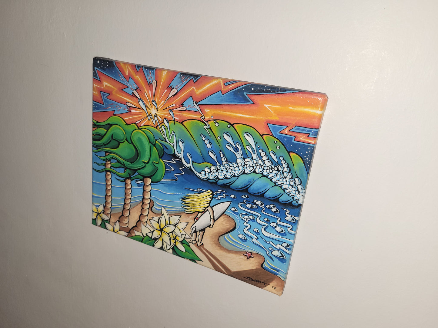 Surfer girl original artwork - Mathew Swift