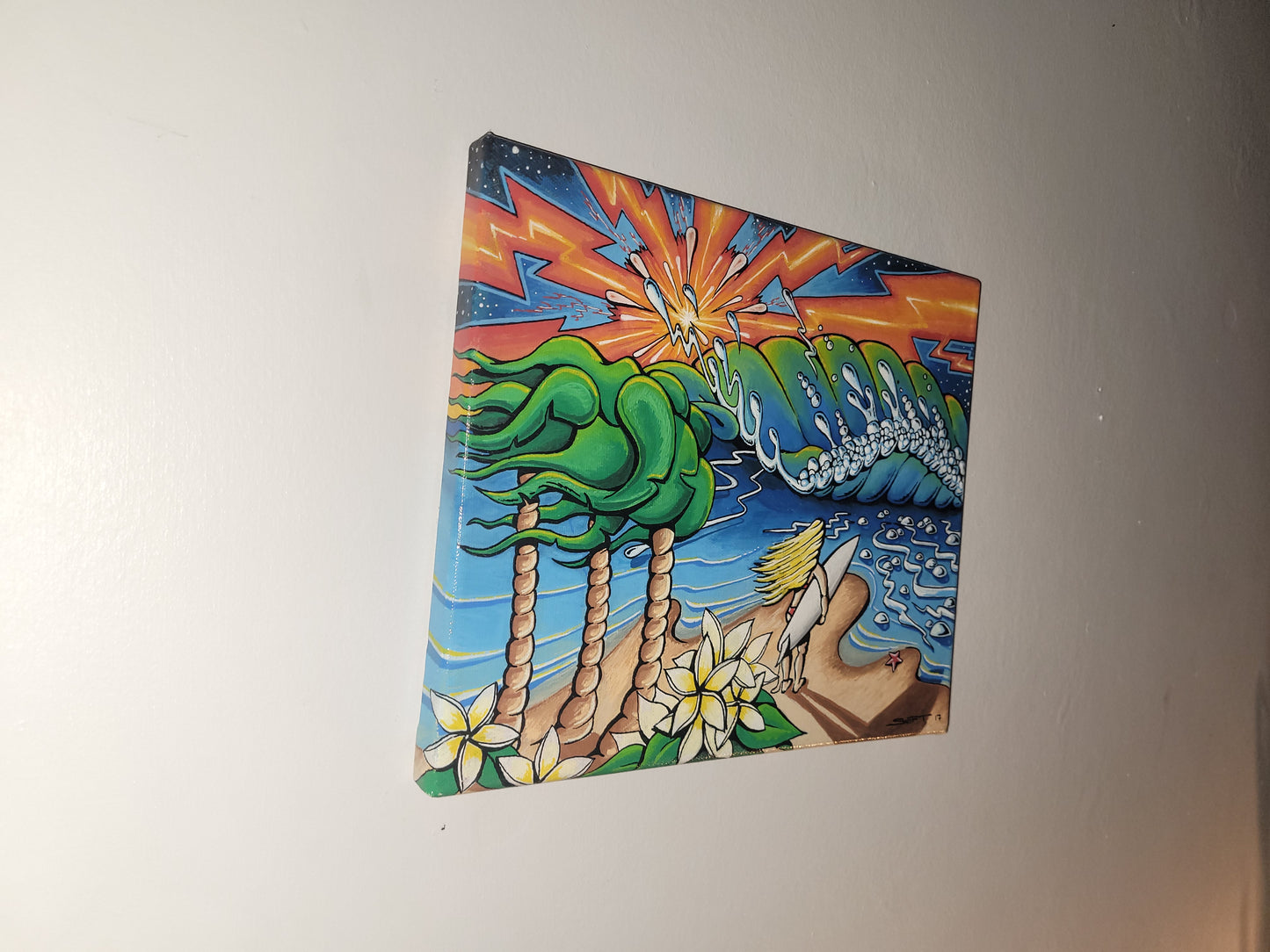 Surfer girl original artwork - Mathew Swift