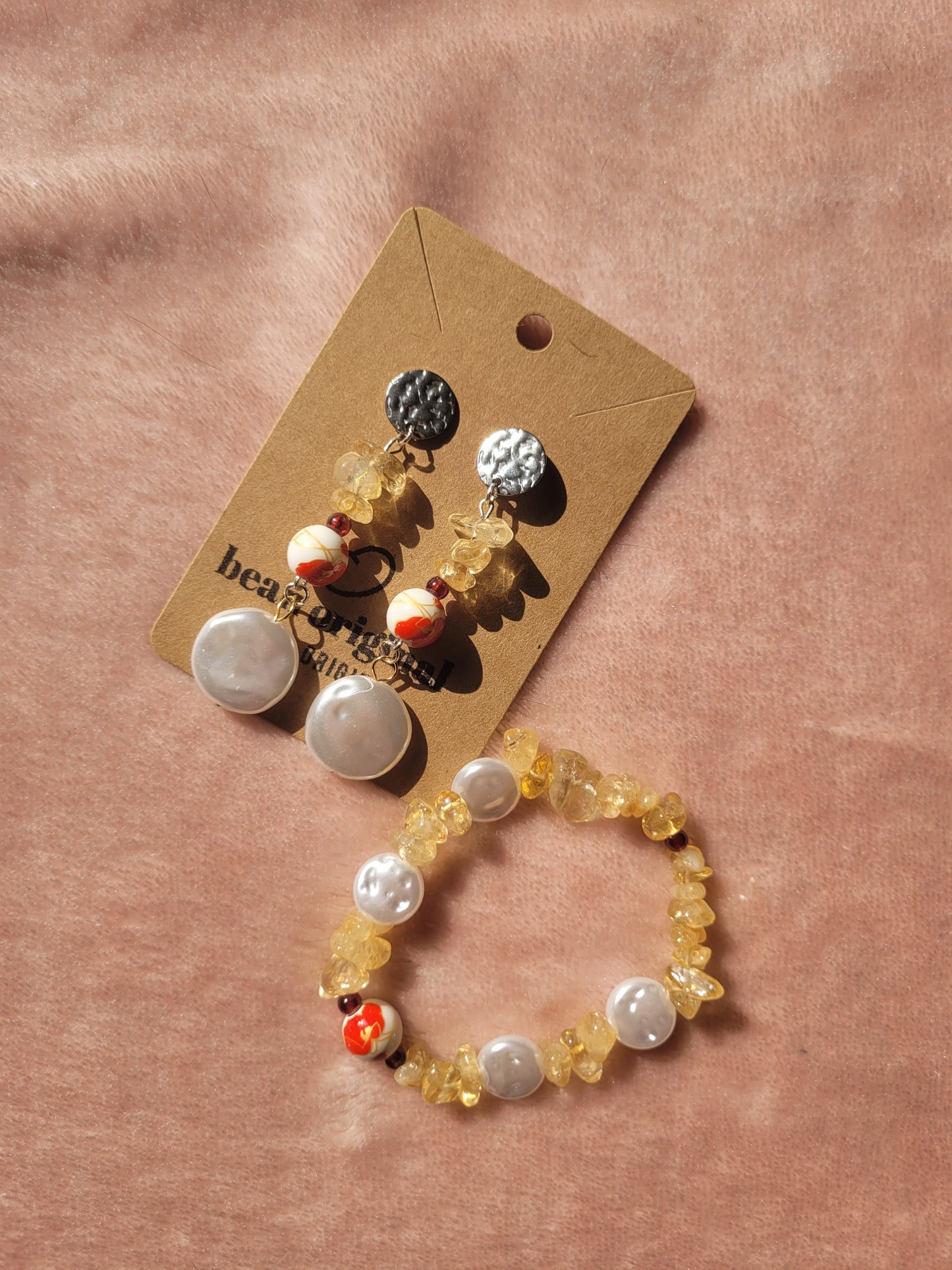 Motley Bloom: Earrings & Bracelet Set ~ Happiness & Passion