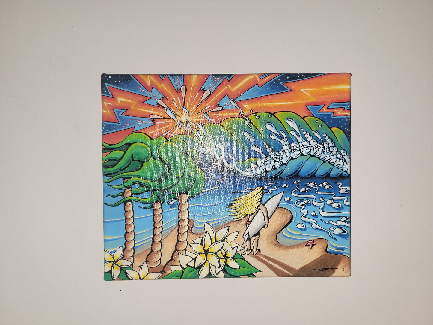Surfer girl original artwork - Mathew Swift