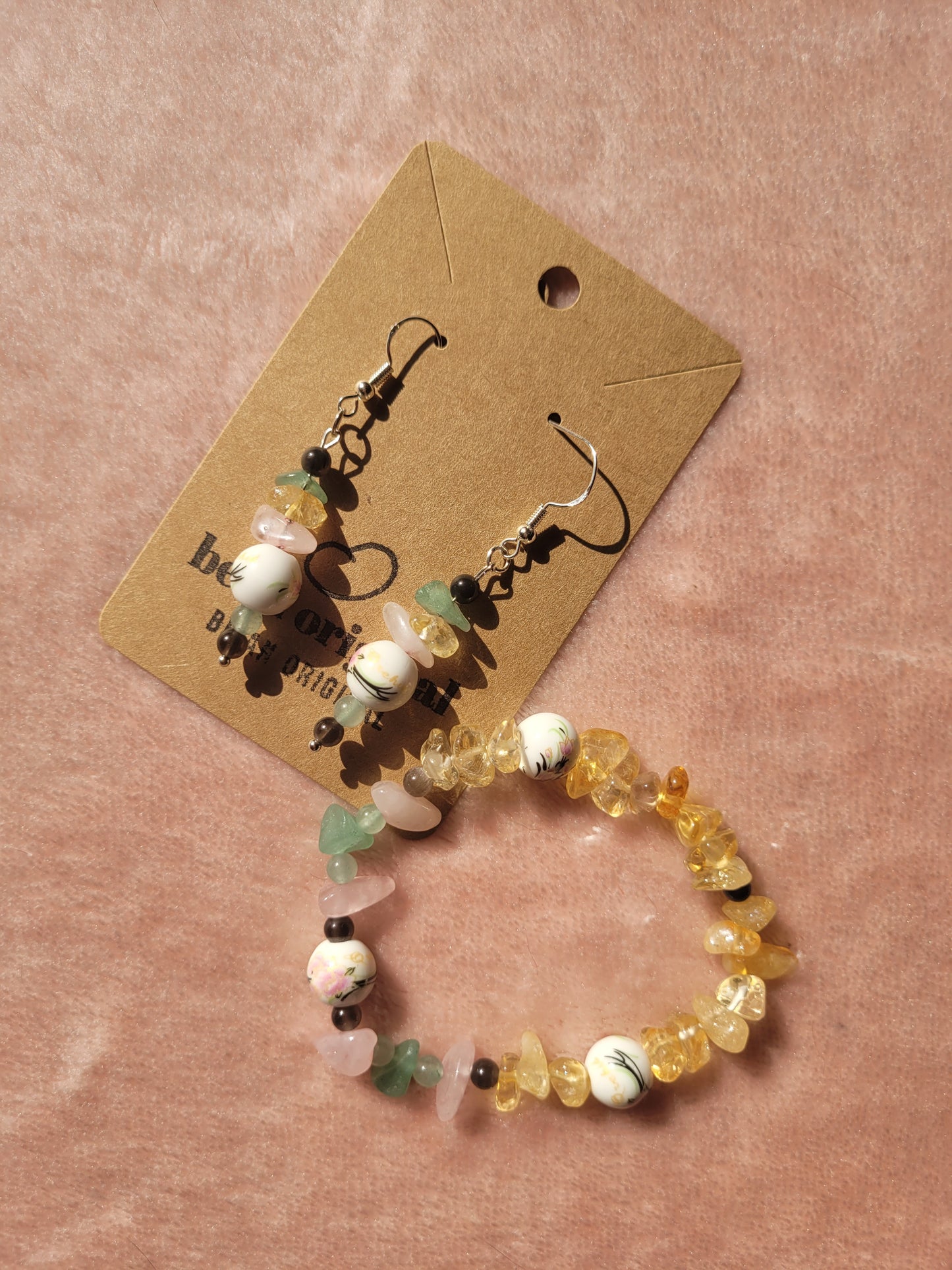 Motley Bloom: Earrings & Bracelet Set ~ Happiness, Prosperity, Love & Protection
